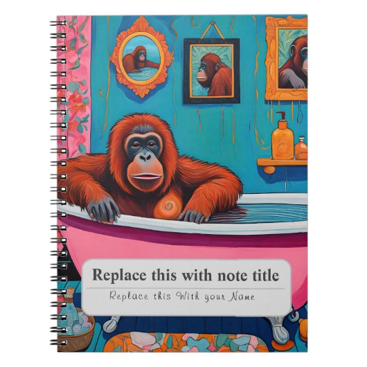 パーソナライズされたお洒落動物 – サル ノートブック (正面)