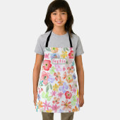 パーソナライズされたお洒落可愛い水色フローラ エプロン (インサイチュ)