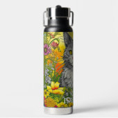 パーソナライズされたお洒落猫 ウォーターボトル (正面)