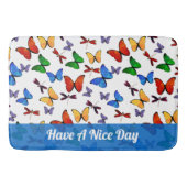 パーソナライズされたお洒落蝶ガーデン模様 バスマット (正面)