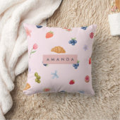 パーソナライズされたお洒落Croissant & Berry Pattern クッション (ブランケット)