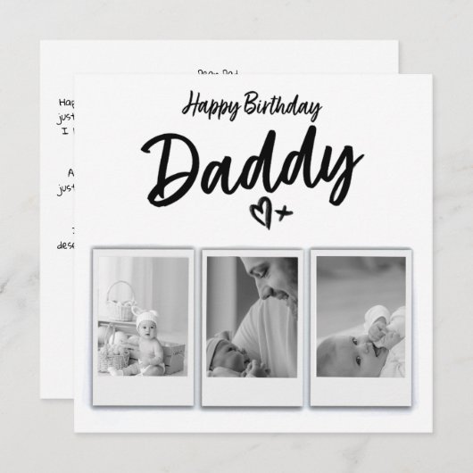 パーソナライズされたお父さん写真の誕生日カード - 印刷済み 招待状 (正面/裏面)