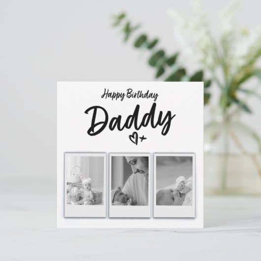 パーソナライズされたお父さん写真の誕生日カード - 印刷済み 招待状 (スタンド正面)