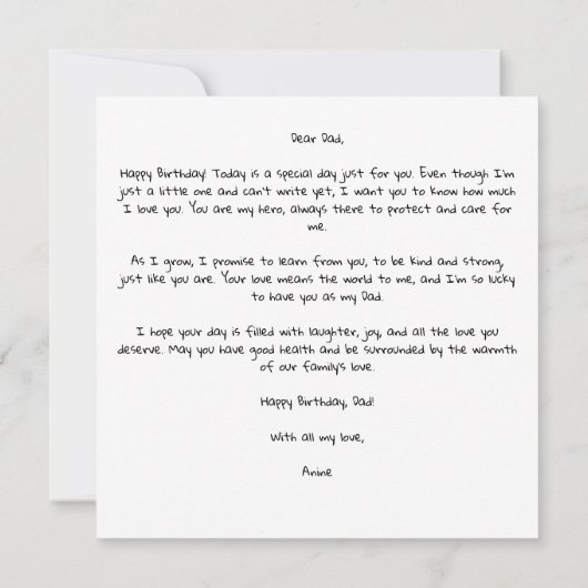 パーソナライズされたお父さん写真の誕生日カード - 印刷済み 招待状 (裏面)