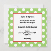 パーソナライズされたお祝いツリーの誕生発表 (裏面)