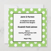 パーソナライズされたお祝いツリーの誕生発表 (裏面)