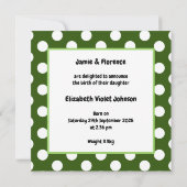 パーソナライズされたお祝いツリーの誕生発表 (裏面)