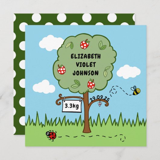 パーソナライズされたお祝いツリーの誕生発表 (正面/裏面)