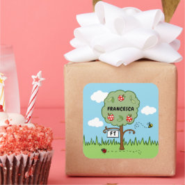 パーソナライズされたお祝いツリーキッド スクエアシール