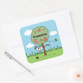 パーソナライズされたお祝いツリーキッド スクエアシール (封筒)