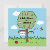 パーソナライズされたお祝いツリーベビーシャワー招待状 (正面)