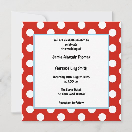 パーソナライズされたお祝いツリー結婚式招待状 (裏面)