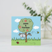 パーソナライズされたお祝いツリー結婚式招待状 (スタンド正面)