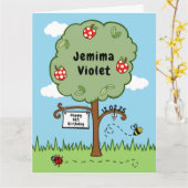 パーソナライズされたお祝いナンバードキッド誕生日 カード (黄色い花)