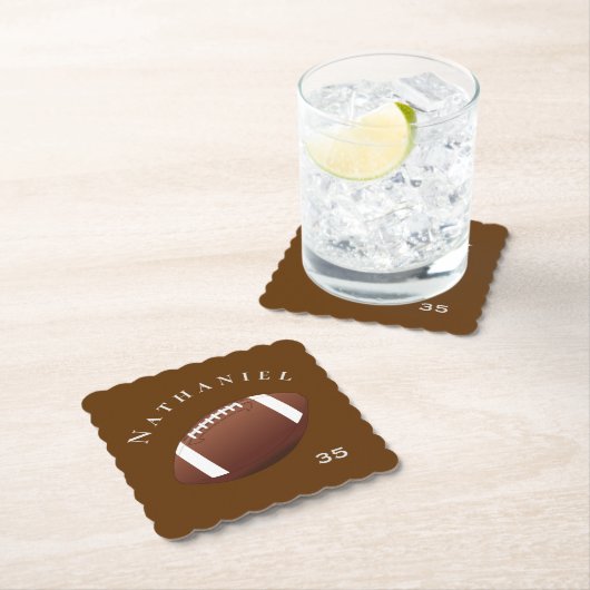 パーソナライズされたお祝い写真と文字サッカー ペーパーコースター (インサイチュ)