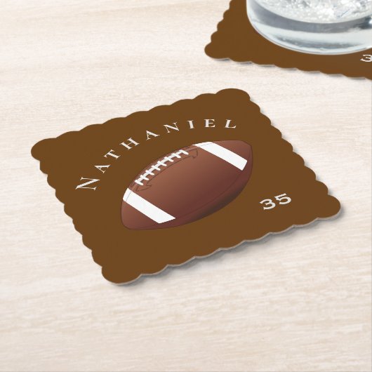 パーソナライズされたお祝い写真と文字サッカー ペーパーコースター (アングル)