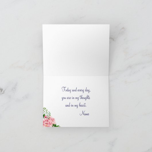 「パーソナライズされたお考え前の」バラ海軍ストライプ カード (内部)