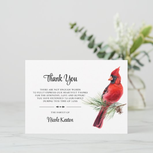 パーソナライズされたお葬式THANK YOU(鳥)ショウジョウコウカンチョウ サンキューカード (スタンド正面)