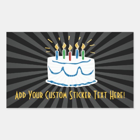 パーソナライズされたお誕生日ケーキシールまたはワインラベル 長方形シール (正面)