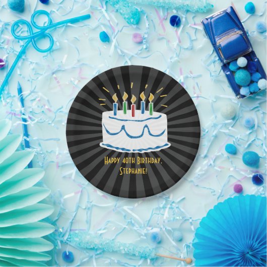 パーソナライズされたお誕生日ケーキシールまたはFavoritesラベル ペーパープレート (パーティー)