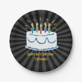 パーソナライズされたお誕生日ケーキシールまたはFavoritesラベル ペーパープレート (正面)