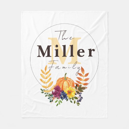 パーソナライズされたかぼちゃフローラ フリースブランケット (正面)