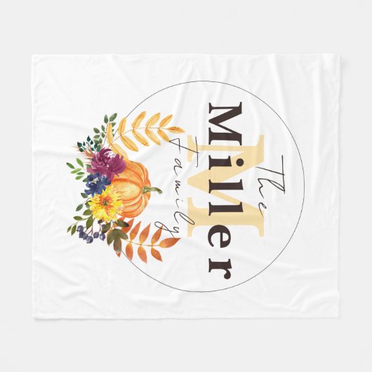パーソナライズされたかぼちゃフローラ フリースブランケット (正面(横))