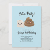 パーソナライズされたかわいいうんち＆トイレットペーパーパーティー 招待状 (正面)