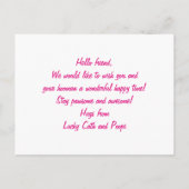 パーソナライズされたかわいいかわいいピンクブループルシーブパワー ポストカード (裏面)