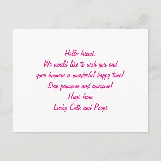 パーソナライズされたかわいいかわいいピンクブループルシーブパワー ポストカード (裏面)