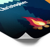 パーソナライズされたかわいいキャンプと動物と山 ポスター (角)