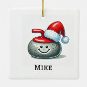 パーソナライズされたかわいいサンタお気に入りのー セラミックオーナメント (裏面)
