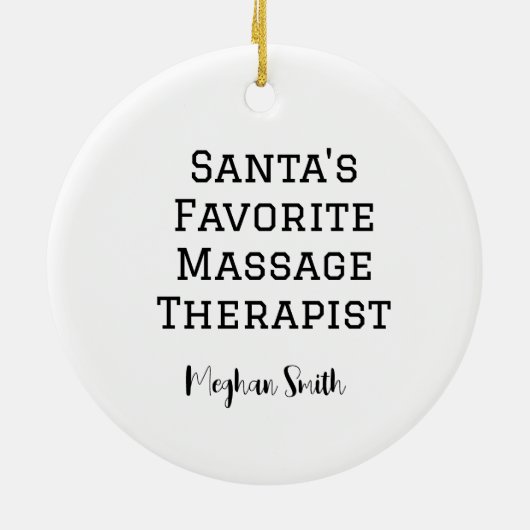 パーソナライズされたかわいいサンタがマッサージ セラミックオーナメント (裏面)