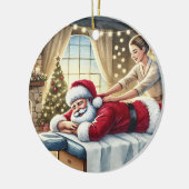 パーソナライズされたかわいいサンタがマッサージ セラミックオーナメント (左)