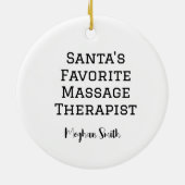 パーソナライズされたかわいいサンタがマッサージ セラミックオーナメント (裏面)