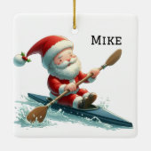 パーソナライズされたかわいいサンタのカヤお気に入りのーカ セラミックオーナメント (裏面)