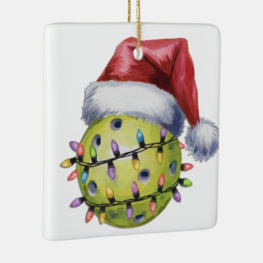 パーソナライズされたかわいいサンタのピックルお気に入りのボール セラミックオーナメント (右)