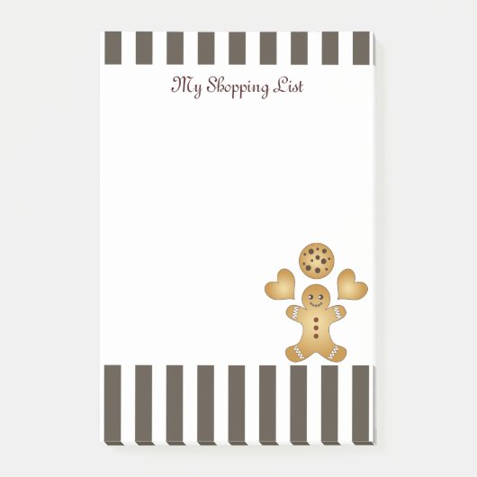 パーソナライズされたかわいいジンジャーブレッドマンクッキー ポストイット (正面)
