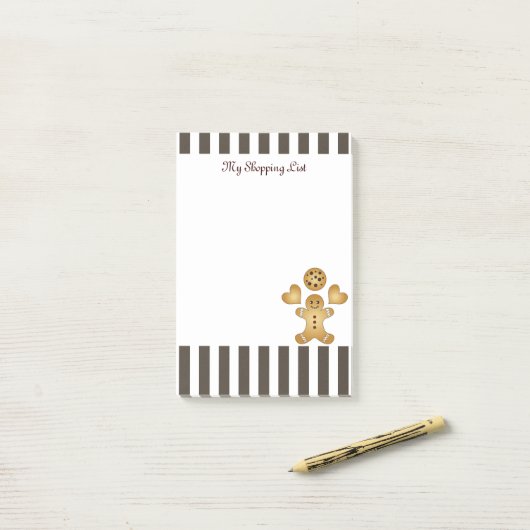 パーソナライズされたかわいいジンジャーブレッドマンコーキー ポストイット (デスク上)