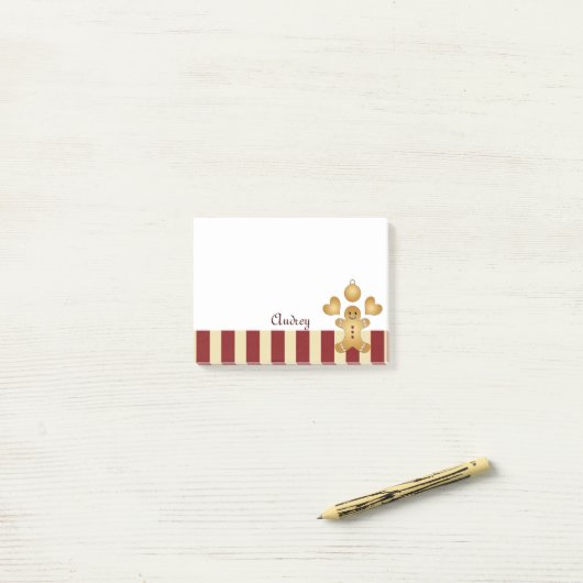 パーソナライズされたかわいいジンジャーブレッドマン クリスマス ポストイット (デスク上)