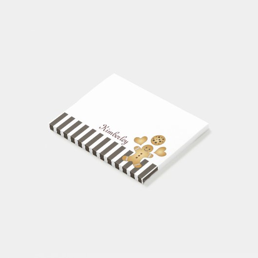 パーソナライズされたかわいいジンジャーブレッドマンCookie ポストイット (アングル)