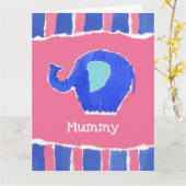 パーソナライズされたかわいいゾウの母の日カード カード (黄色い花)