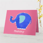 パーソナライズされたかわいいゾウの母の日カード カード (黄色い花)