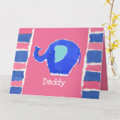 パーソナライズされたかわいいゾウの父の日カード カード (黄色い花)