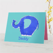 パーソナライズされたかわいいゾウの父の日カード カード (黄色い花)