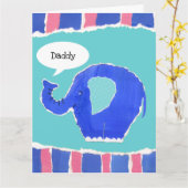 パーソナライズされたかわいいゾウの父の日カード カード (黄色い花)