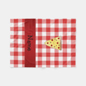 パーソナライズされたかわいいピザ赤いピザを市松模様に名付ける フリースブランケット (正面(横))