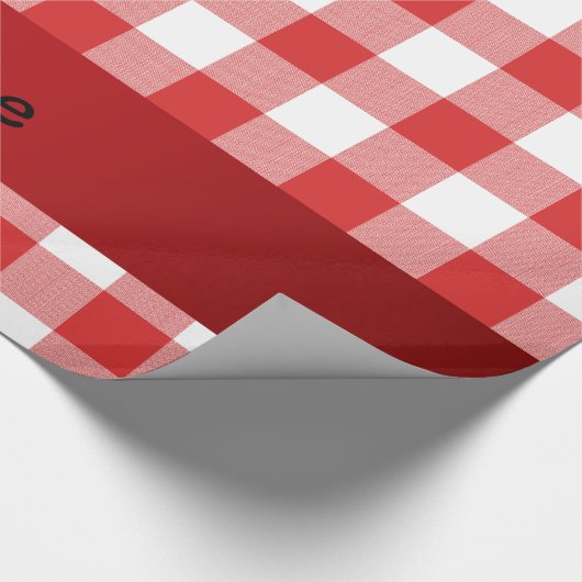 パーソナライズされたかわいいピザ赤いピザを市松模様に名付ける ラッピングペーパー (角)