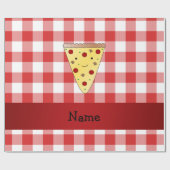 パーソナライズされたかわいいピザ赤いピザを市松模様に名付ける ラッピングペーパー (フラット)