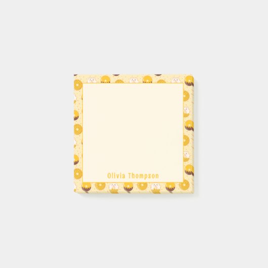 パーソナライズされたかわいいベアードーナツ ポストイット (正面)